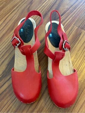 Lotta’s from Stockholm Red Leather Slingback Clogs